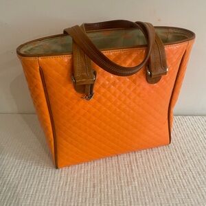 Consuela Orange Quilted Tote Bag